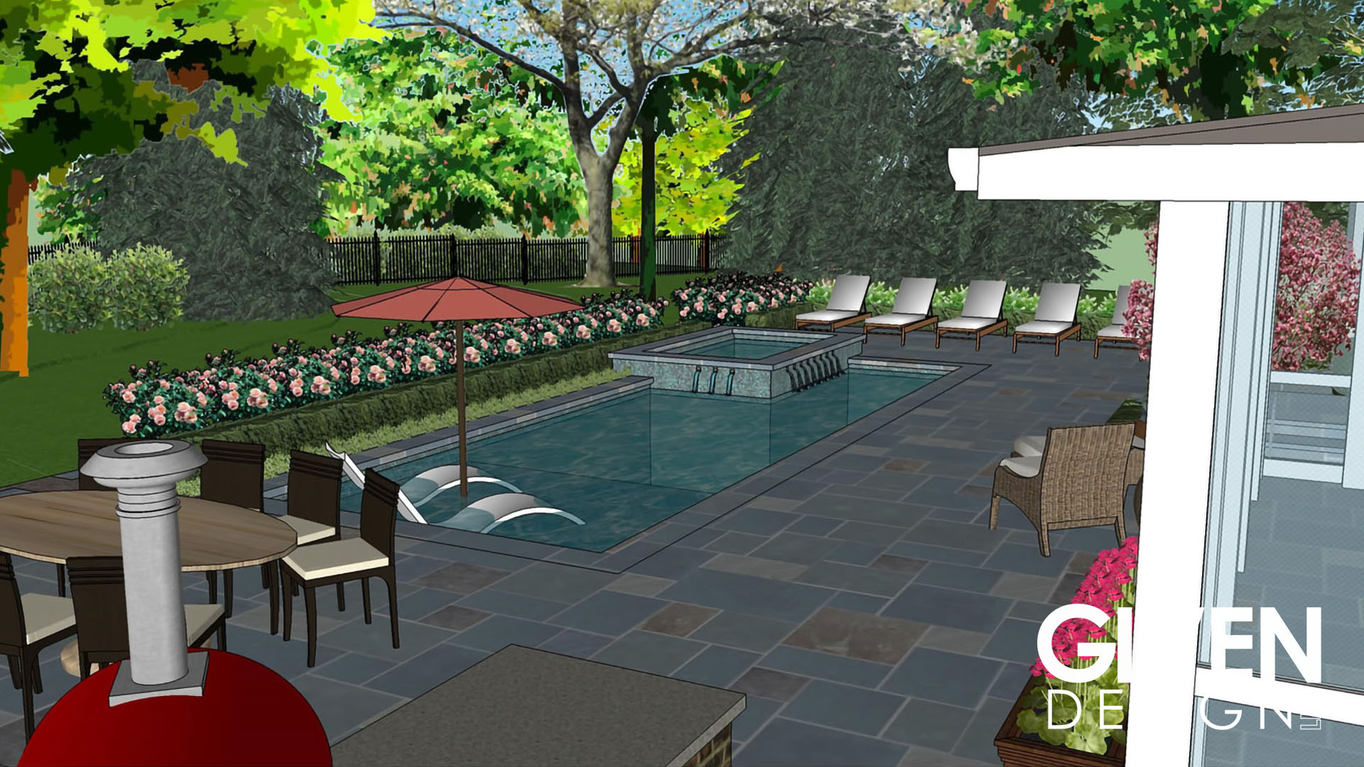 Traditional Bluestone Pool Design