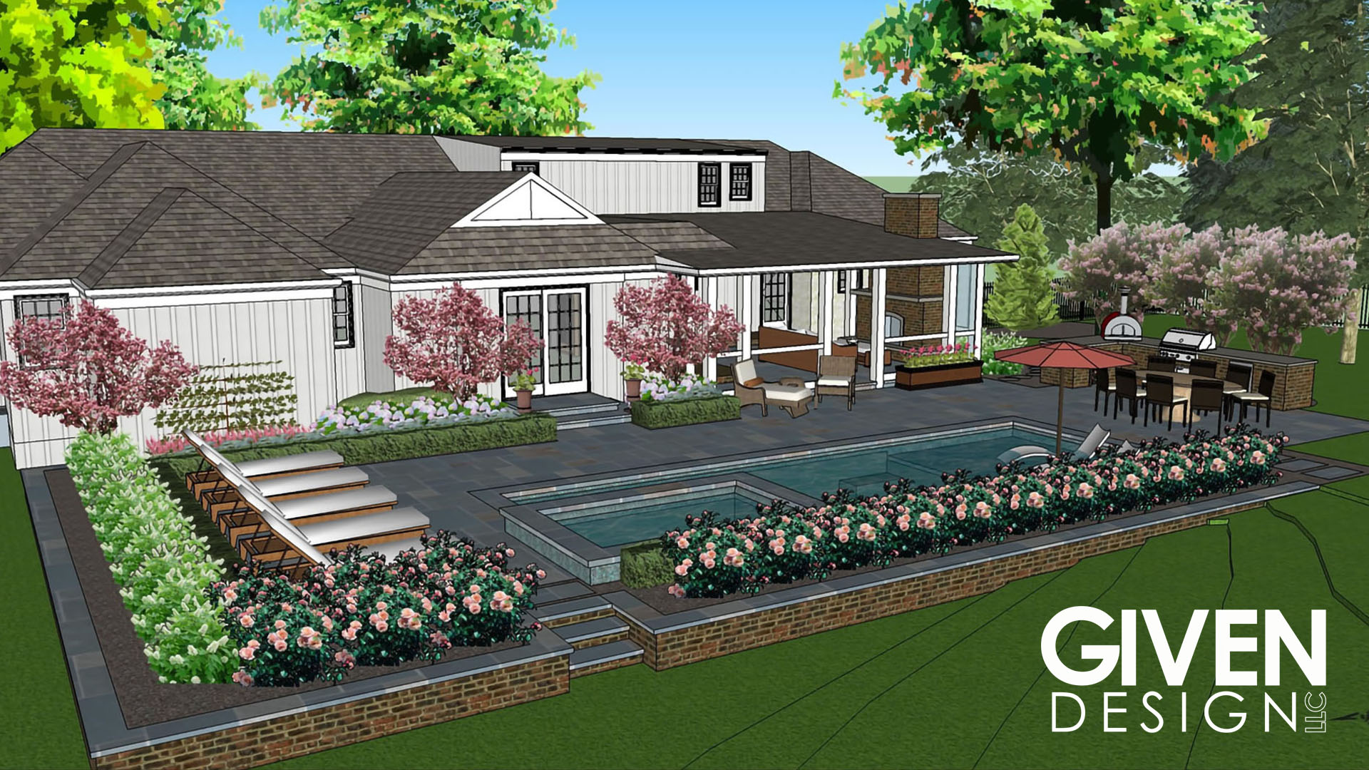 Traditional Bluestone Pool Design