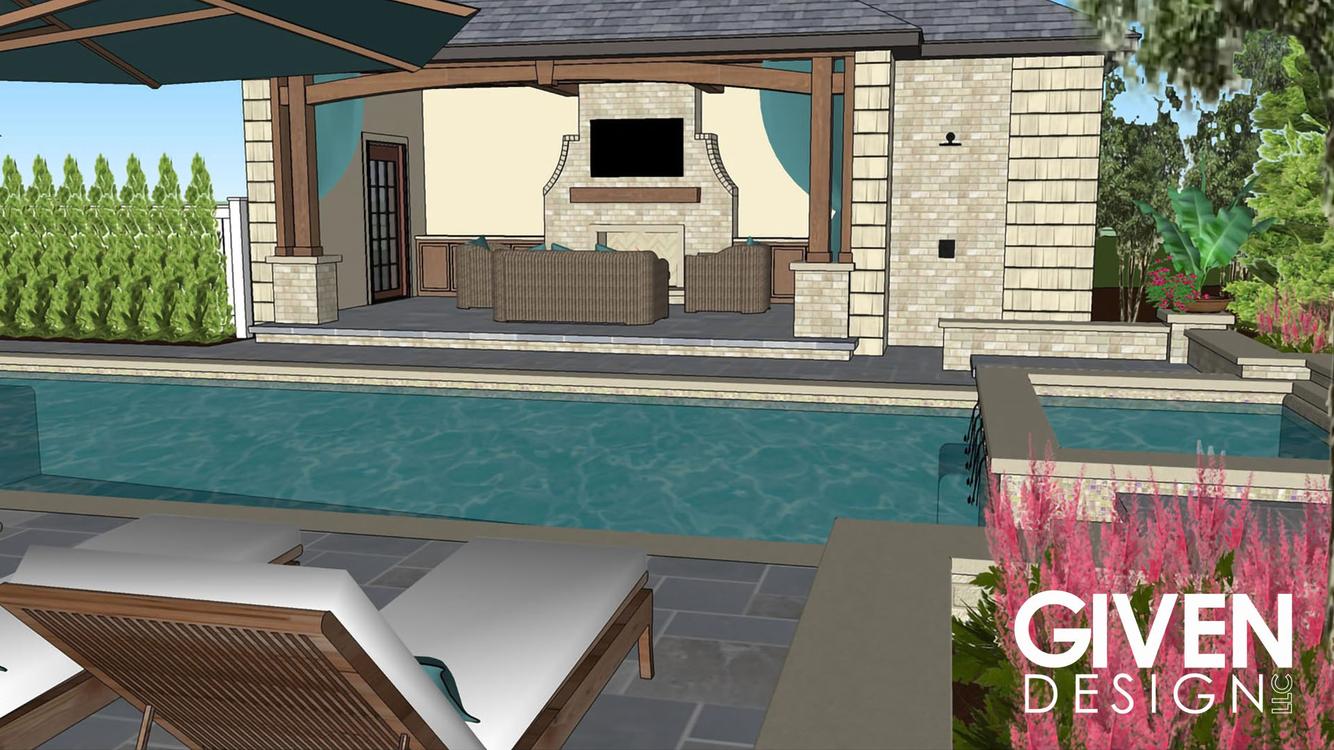 Traditional Pool House Pool Design
