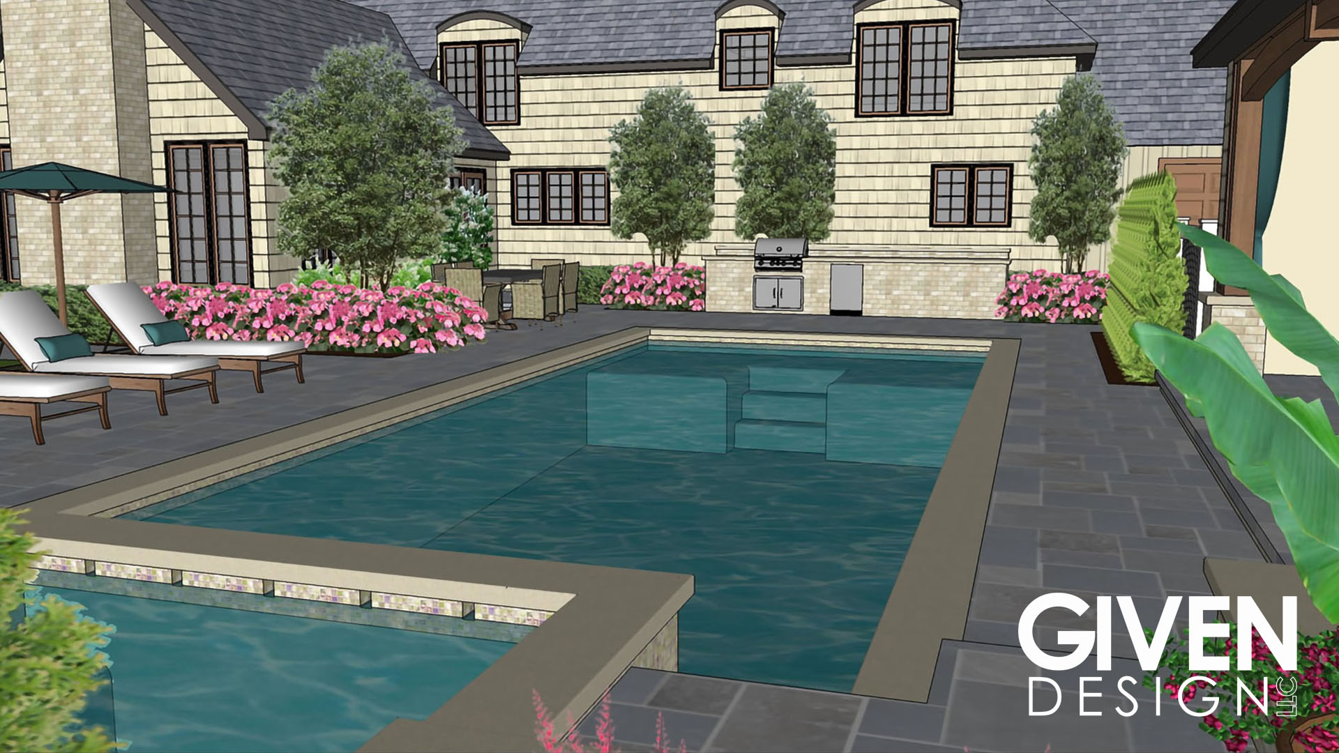 Traditional Pool House Pool Design