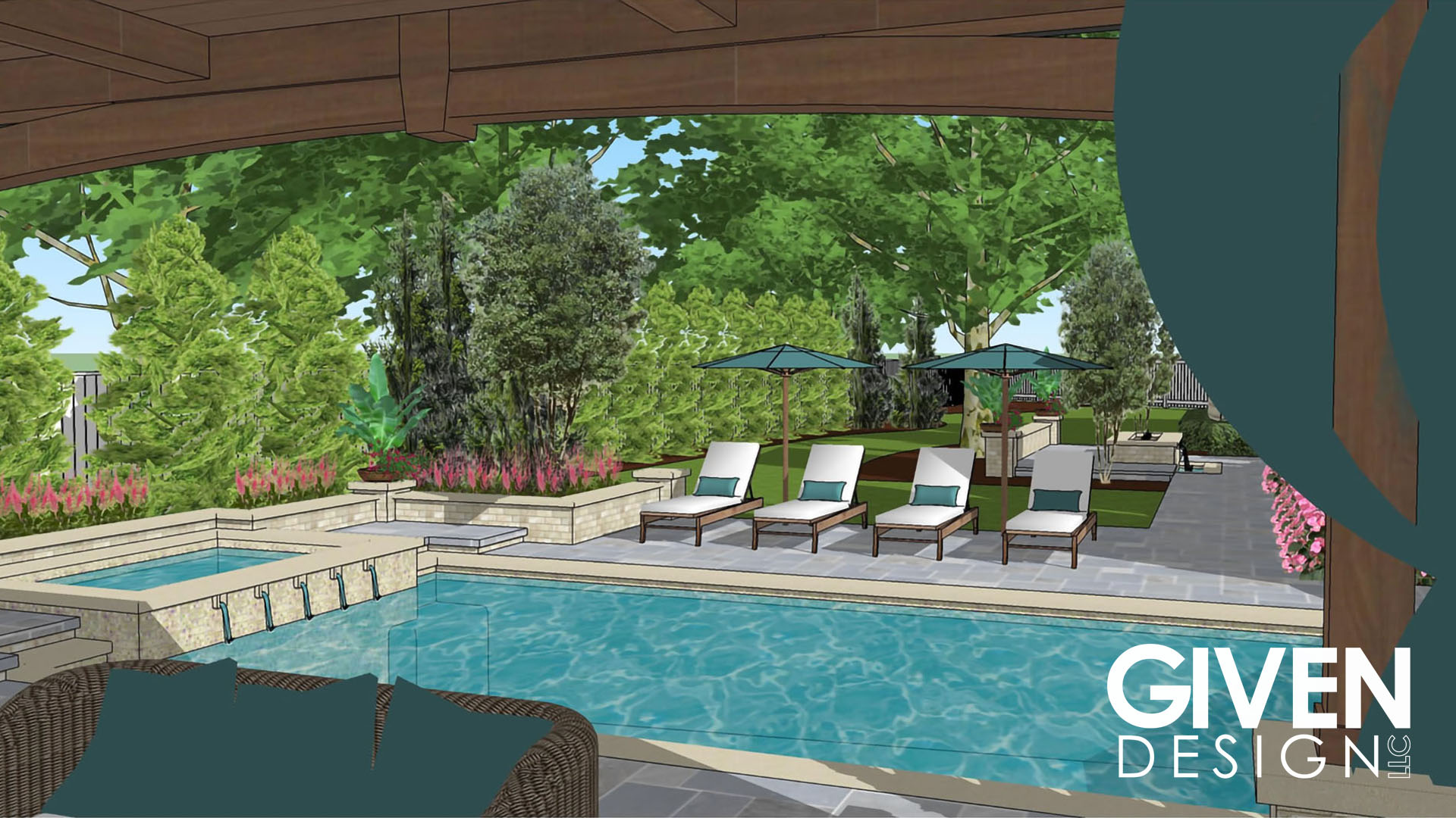 Traditional Pool House Pool Design